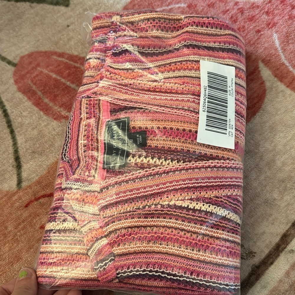 G by giuliana black label Pink Orange Crochet Overlay Open Front Duster L - Picture 2 of 2